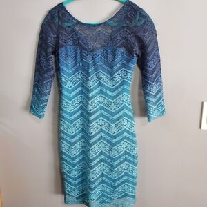 Jump Blue and Teal Chevron Lace Dress